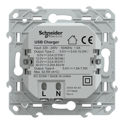 ODACE BLANC CHARGEUR USB TYPE A 7,5W + C 45W