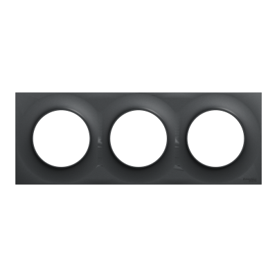 ODACE STYL PLAQUE ANTHRACITE 3 POSTES ENTRAXE 71MM