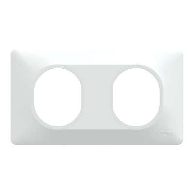 OVALIS BLANC PLAQUE 2 POSTES HORIZONTAL ENTRAXE 71MM