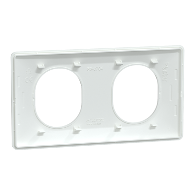 OVALIS BLANC PLAQUE 2 POSTES HORIZONTAL ENTRAXE 71MM