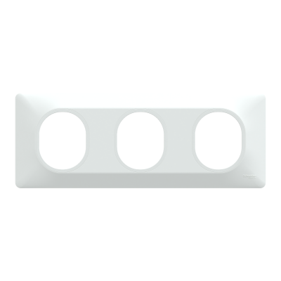 OVALIS BLANC PLAQUE 3 POSTES HORIZONTAL ENTRAXE 71MM