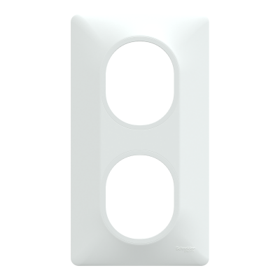 OVALIS BLANC PLAQUE 2 POSTES VERTICAL ENTRAXE 71MM