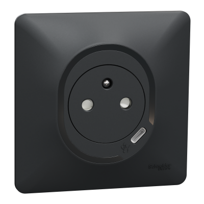 OVALIS ANTHRACITE PC 10/16 2P+T AFFLEURANTE + USB C 10,5W