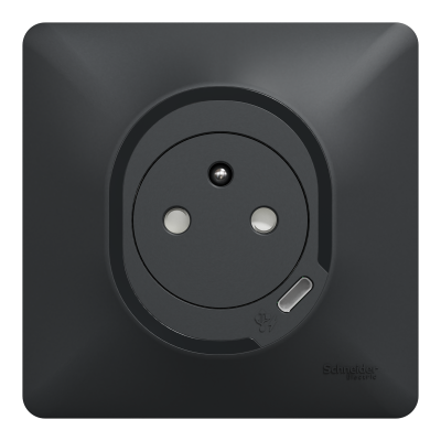 OVALIS ANTHRACITE PC 10/16 2P+T AFFLEURANTE + USB C 10,5W