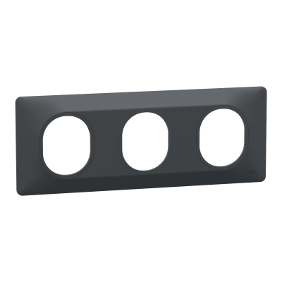 OVALIS ANTHRACITE PLAQUE 3 POSTES HORIZONTAL ENTRAXE 71MM