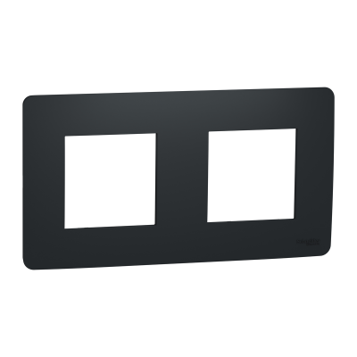 NEW UNICA STUDIO ANTHRACITE PLAQUE 2 POSTES (4 modules)