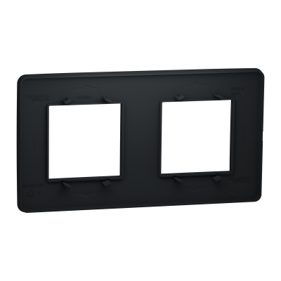 NEW UNICA STUDIO ANTHRACITE PLAQUE 2 POSTES (4 modules)