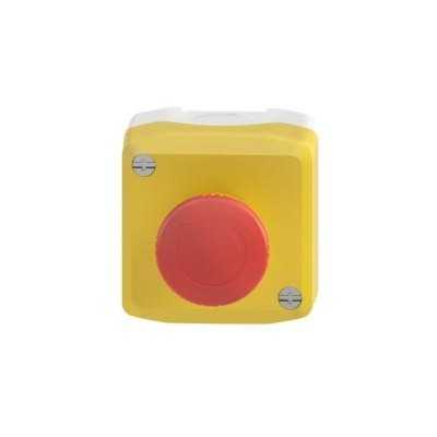 ARRET D'URGENCE ROUGE BOITE JAUNE POUSSER TOURNER 2F+1O Ø40