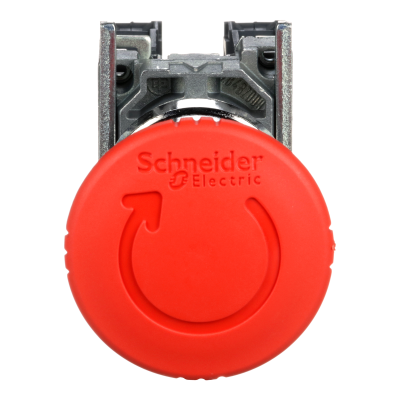 BOUTON ARRET D'URGENCE Ø40 POUSSER TOURNER ROUGE 1O+1F - VIS