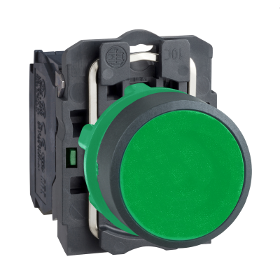 BOUTON POUSSOIR HARMONY XB5 AFFLEURANT 1F Ø22 VERT