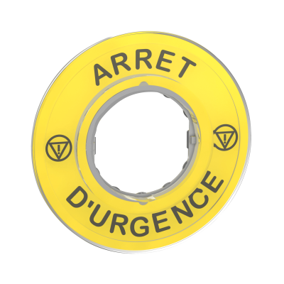 ETIQUETTE HARMONY ARRET URGENCE CIRCULAIRE JAUNE 3D Ø60