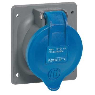 HYPRA PRISE FIXE A ENTRAXES UNIFIES IP44 32A - 200-250VAC 2P+T PLAST.