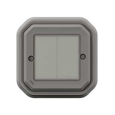 PLEXO WITH NETATMO COMMANDE DOUBLE SANS FIL SANS PILE IP55 GRIS