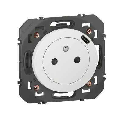 DOOXIE PRISE 2P+T SURFACE AVEC CHARGEUR USB C BLANC