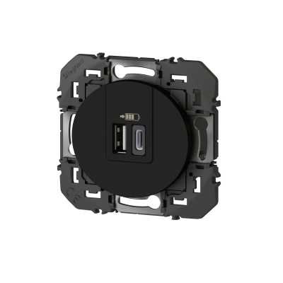 DOOXIE CHARGEUR USB Type A +Type C 3A 15W NOIR