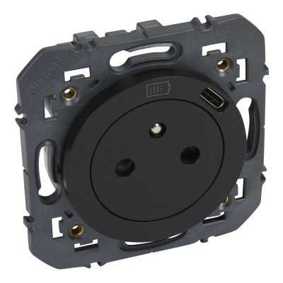 DOOXIE PRISE 2P+T SURFACE AVEC CHARGEUR USB C NOIR