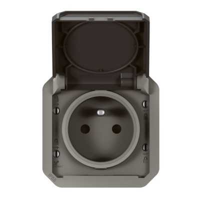 PLEXO ANTHRACITE PC 2P+T 16A 250V IP55 IK08 - COMPOSABLE