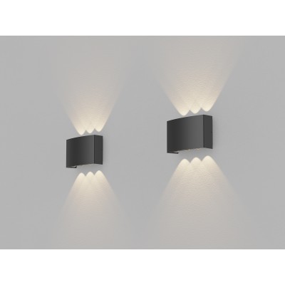 APPLIQUE LED WL112 NOIR 2x3W 3K 300~500LM ECL.HAUT+BAS IP65